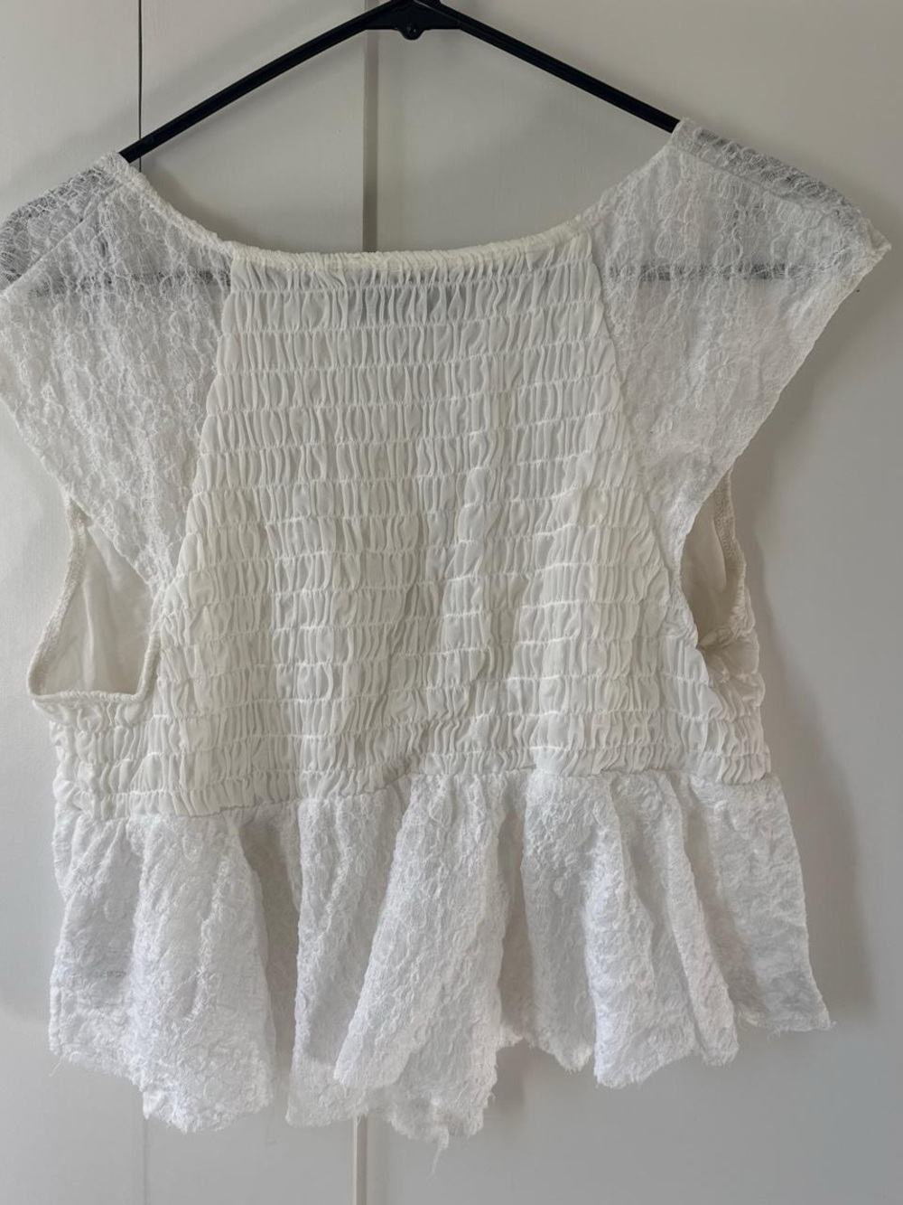 Urban Outfitters White Lace Tie-Front Peplum Blouse - Picture 2 of 4